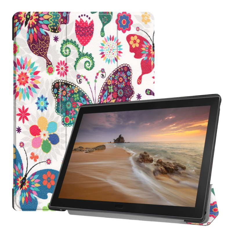 Pattern Printing Tri - fold Stand Cover Lenovo Tab E10 - Butterfly