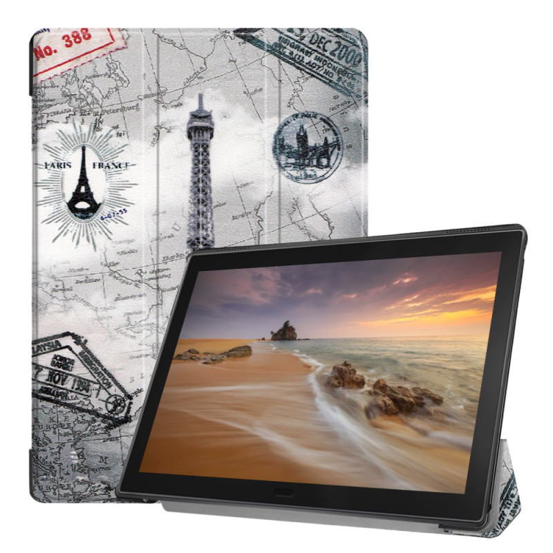Pattern Tri - fold Stand Kansi Lenovo Tab E10 - Eiffel Tower