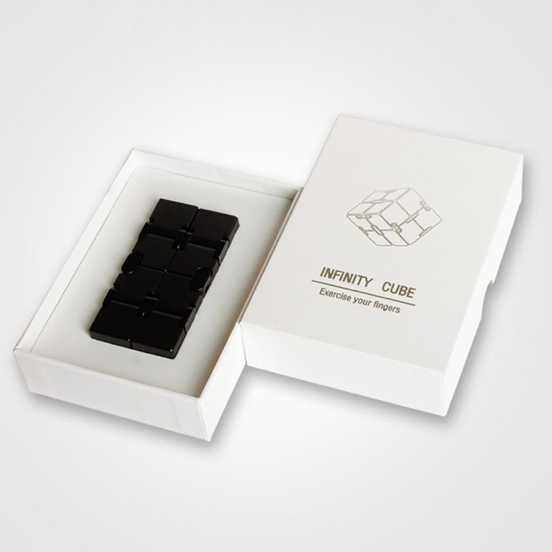 Fidget Spinner Infinite Cube Metal Stress Relief Flip Block - Musta - Valkoinen