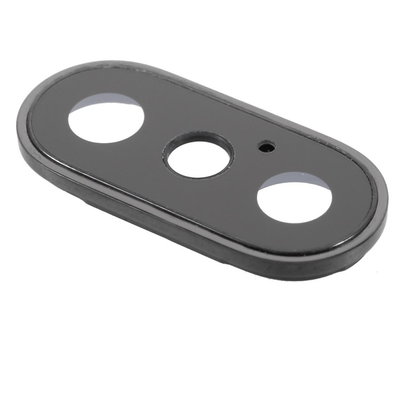 iPhone X Back Camera Lens Cover with Bracket and Glass Replacement - Black