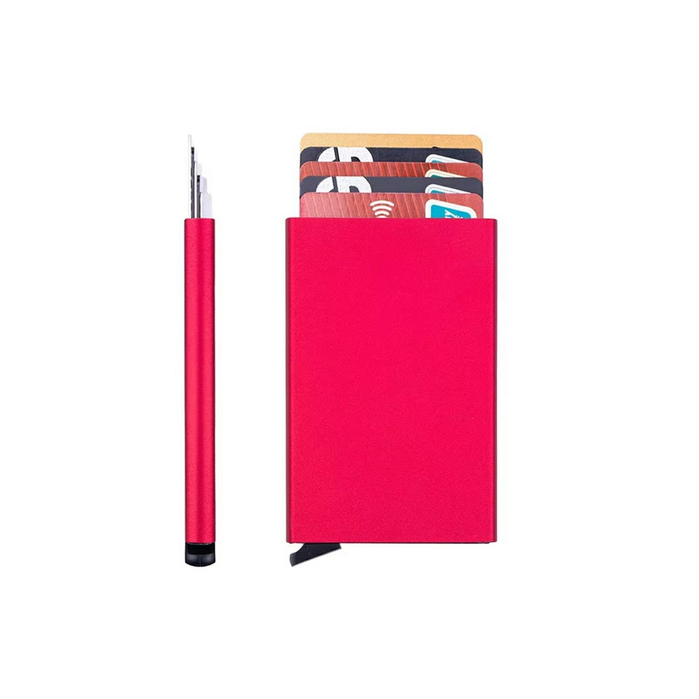 RFID-blokkerende kortholder i aluminium, slank design for kredittkortholder - Rød