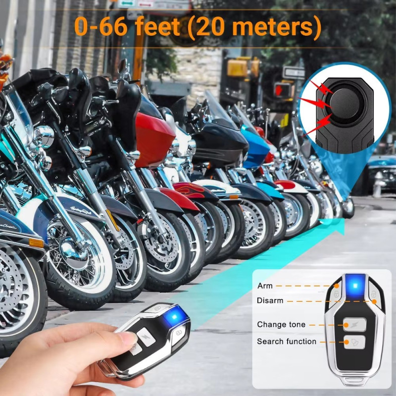 Wireless Alarm System Motorcycle Moped etc. with Remote Control Waterproof Anti-Theft