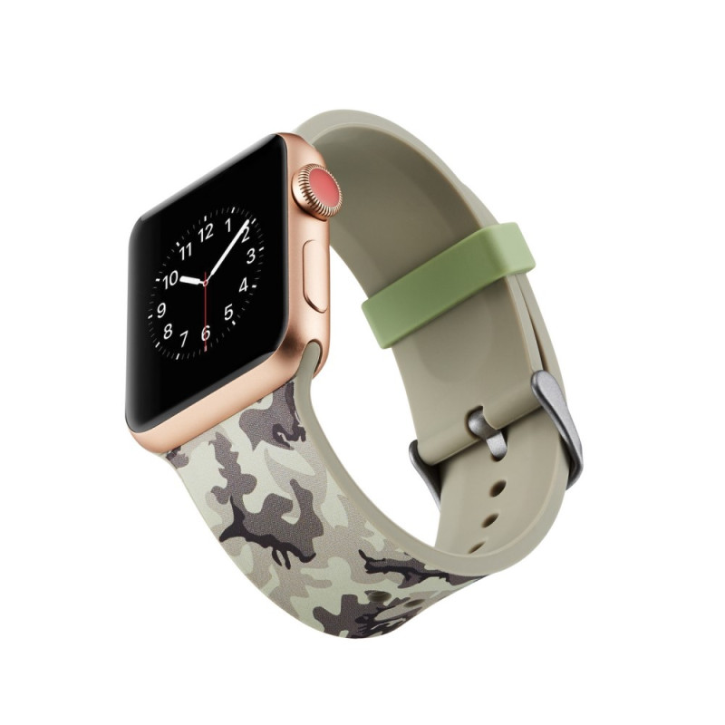 Silikon klokkerem til Apple Watch 4 44mm, 3/2/1 42mm - grå kamuflasje