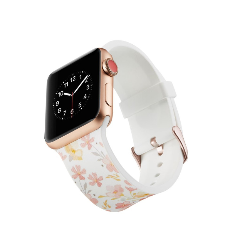 Silikoninen kellohihna Apple Watch 4 44mm, Series 3/2/1 42mm - Kukat