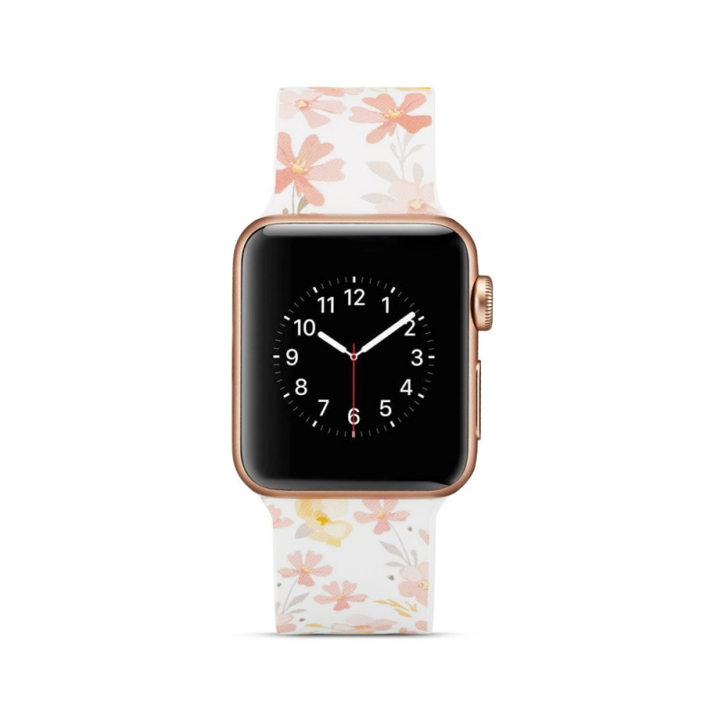 Silicone Watchband for Apple Watch 4 44mm, Series 3 / 2 / 1 42mm - Flowers