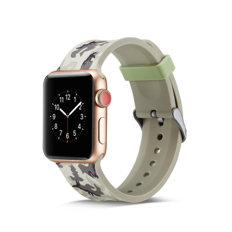 Silicone Watchband for Apple Watch 4 44mm, Series 3 / 2 / 1 42mm - Grey Camoufla