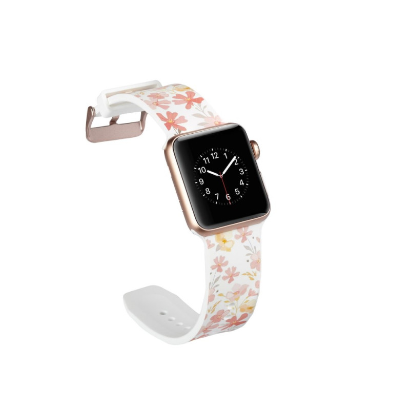 Silicone Watchband for Apple Watch 4 44mm, Series 3 / 2 / 1 42mm - Flowers