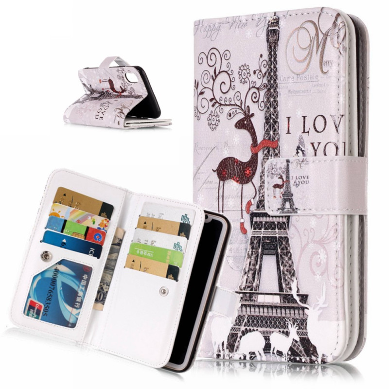 Wallet Case with 9 Card Slots for iPhone XS Max - Eiffel Tower