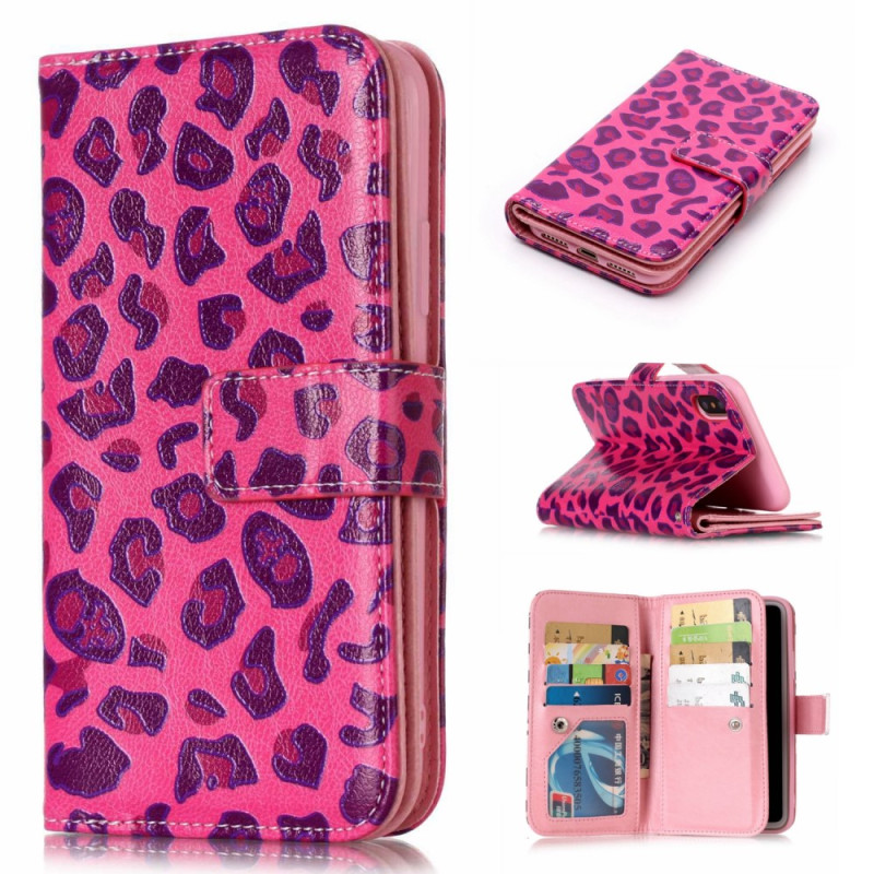 iPhone XS Max Cover 9 Slots - Rose Leopard