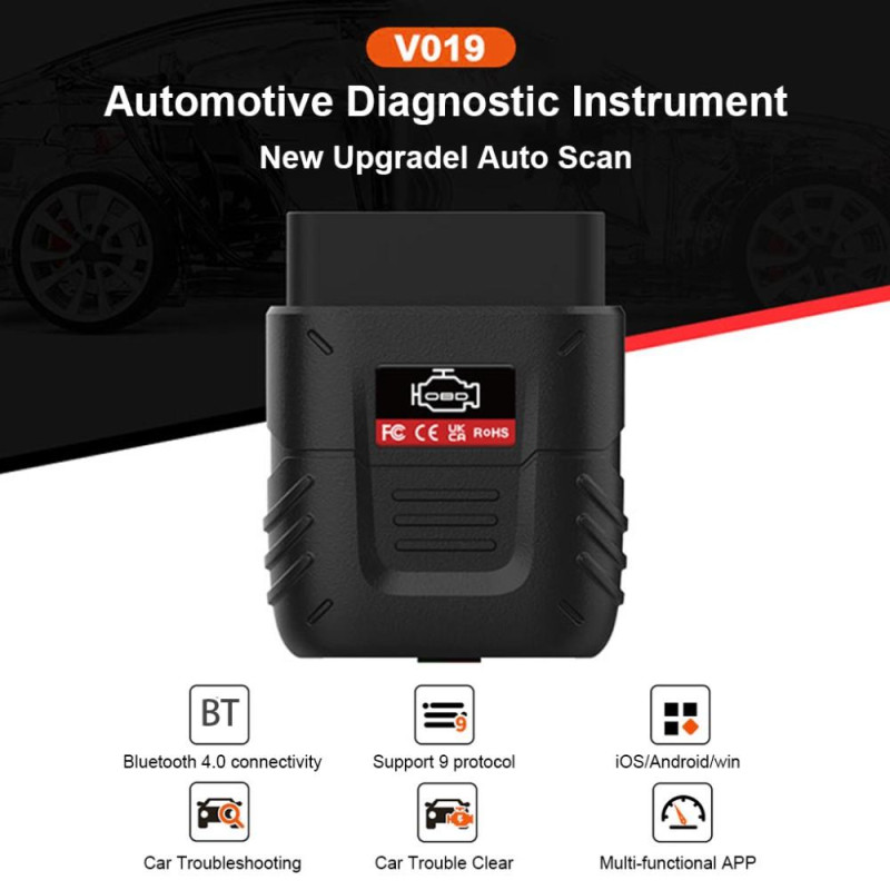V019 OBD 2 Auton vikadiagnostiikka Bluetooth - vikakoodin dekooderi