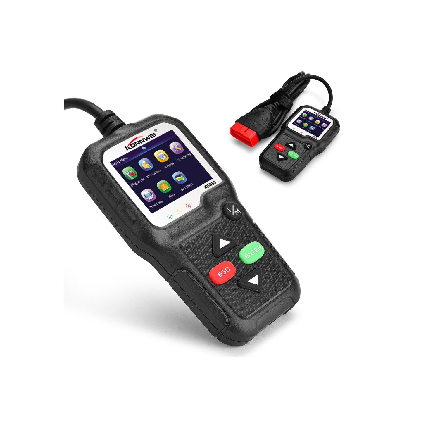 KONNWEI KW680 OBDII/EOBD Scanner OBD2 CAN Bus Code Reader - Black