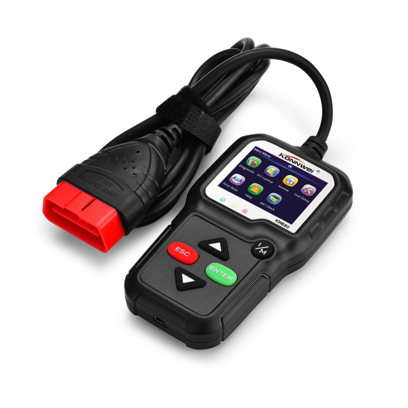 KONNWEI KW680 OBDII/EOBD Scanner OBD2 CAN - buskodelæser - sort