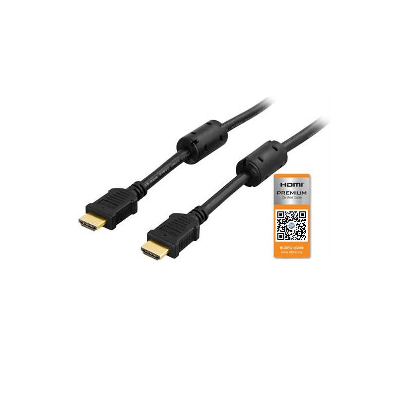 DELTACO HDMI 2.0 - kabel, HDMI Type A ha, gullbelagt, 3m