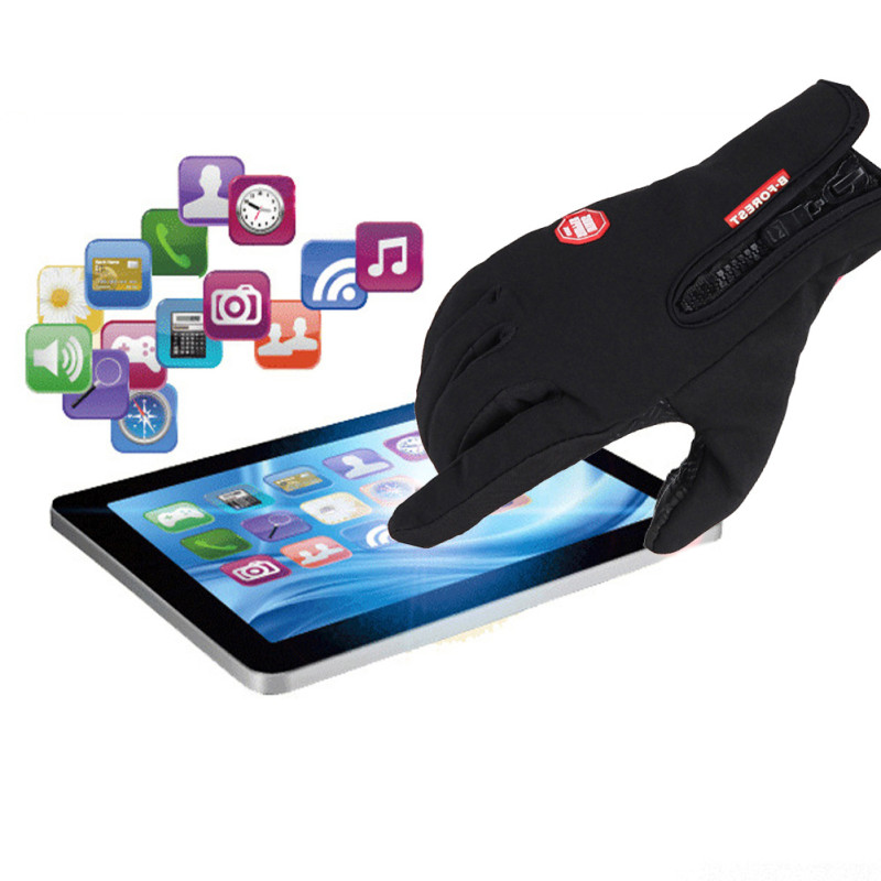 Touch Screen Outdoor Windproof Gloves - Black Medium