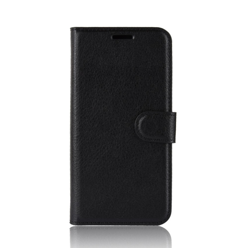Litchi Texture Wallet Stand Flip Suojakuori - Alcatel 1X - Musta