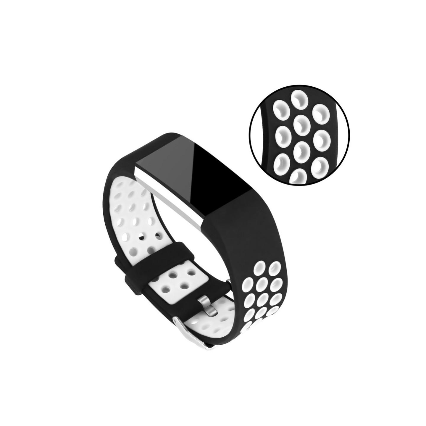 Bi - color Multihole Soft Silicone Sport Watch Band Strap - Fitbit Charge 2