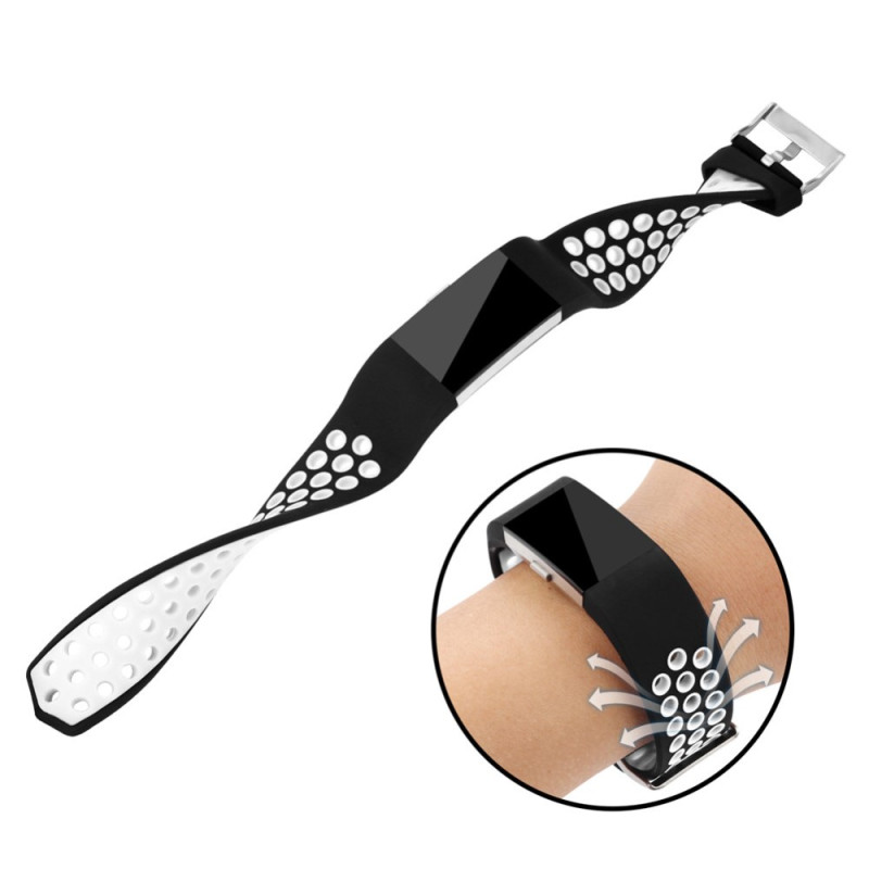 Bi - color Multihole Soft Silicone Sport Watch Band Strap - Fitbit Charge 2