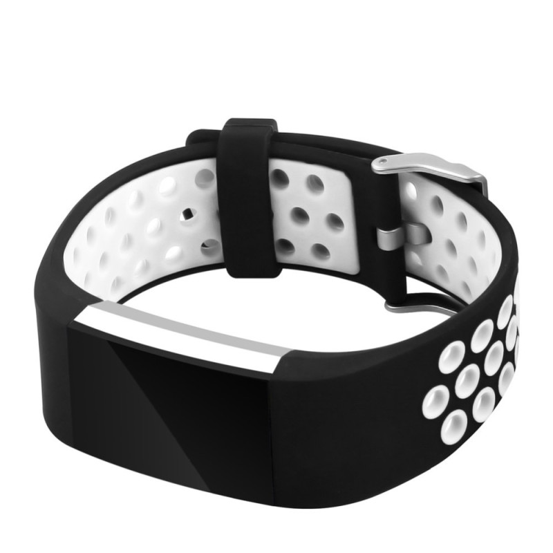 Bi - color Multihole Soft Silicone Sport Watch Band Strap - Fitbit Charge 2