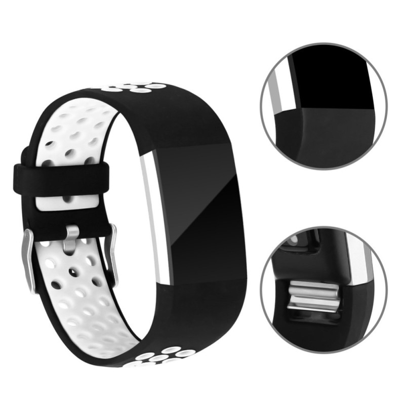Bi - color Multihole Soft Silicone Sport Watch Band Strap - Fitbit Charge 2