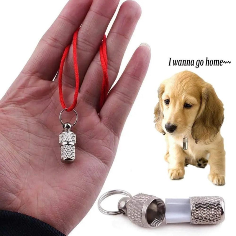 Dog Cat Anti - lost Storage Tube Tags Halskjede anheng