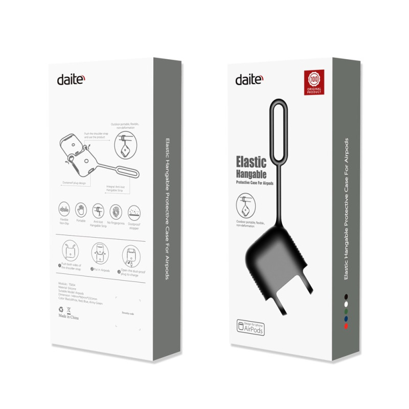 DAITE Apple Airpods beskyttelsesveske med anti - tapt ståltau