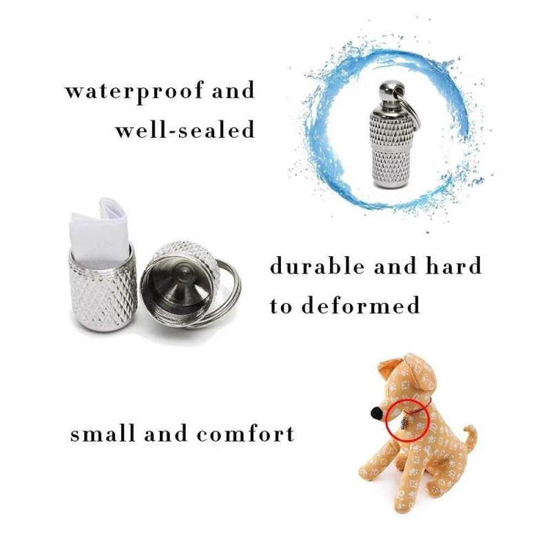 Dog Cat Anti - lost Storage Tube Tags Halskjede anheng