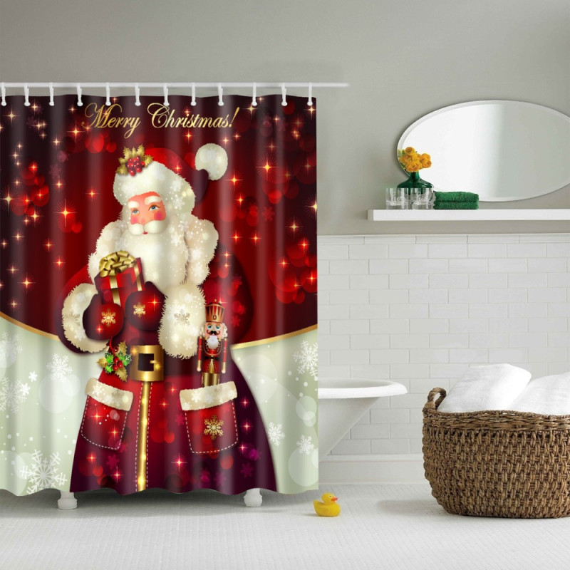 Shower Curtain Christmas Home Decor - Santa Claus
