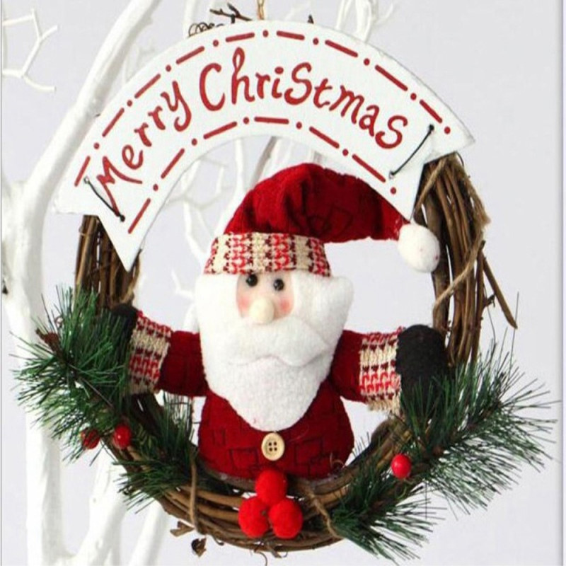 Adorable Christmas Wreath Circle Rattan Door Hanging Decoration