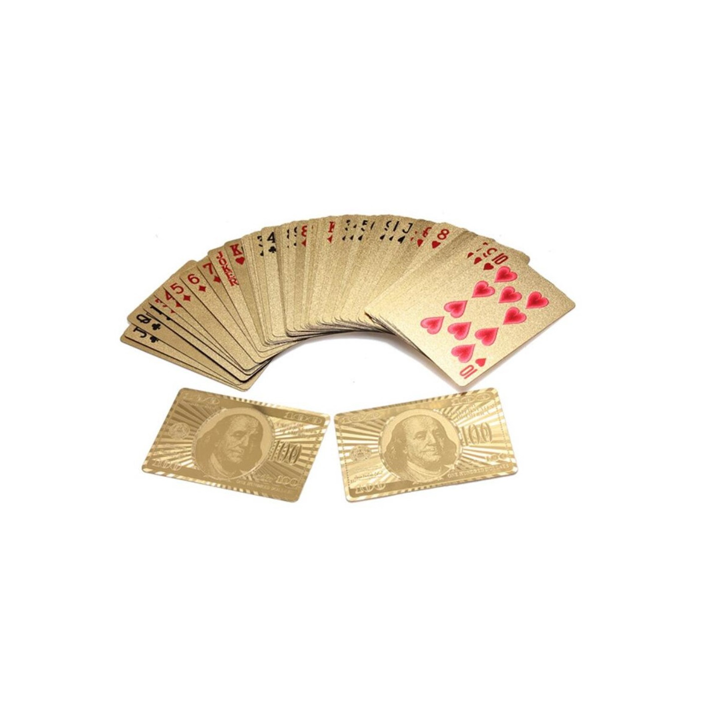 54Pcs Creative Waterproof 100 Dollar Plastic Poker Playing Cards - Gold