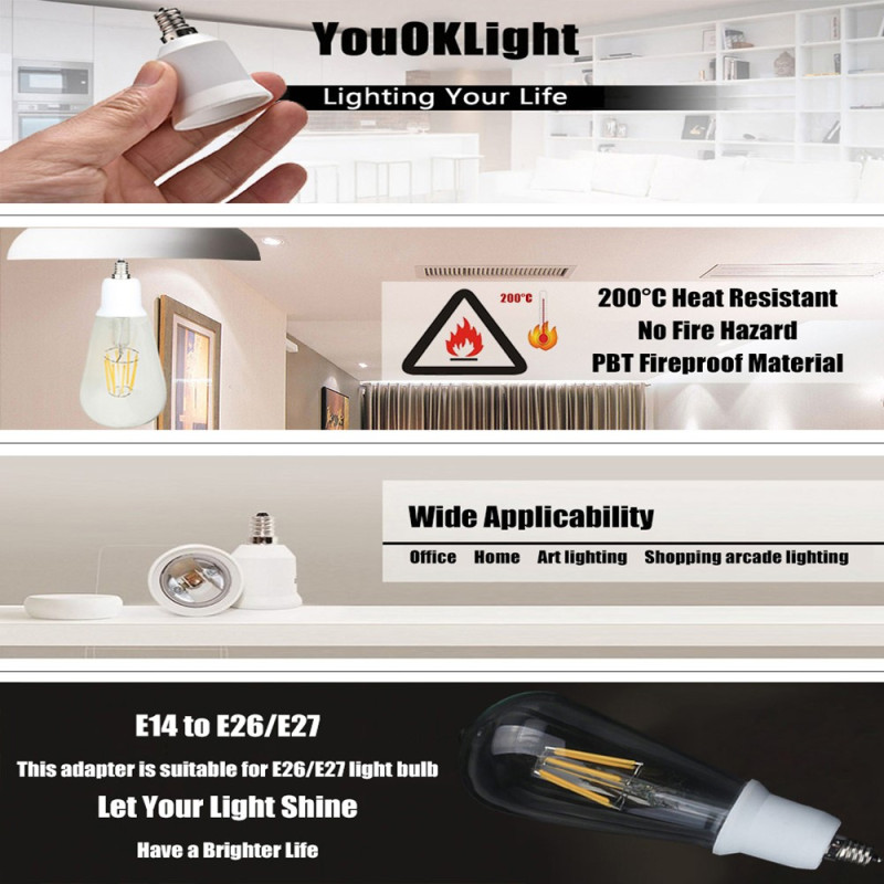 YOUOKLIGHT YK6613 Sockel adapter E26/E27 til E14