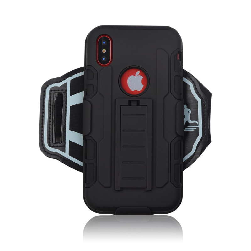 iPhone X 3 - in - 1 PC TPU Hybrid Armband Wristband Case with Kickstand