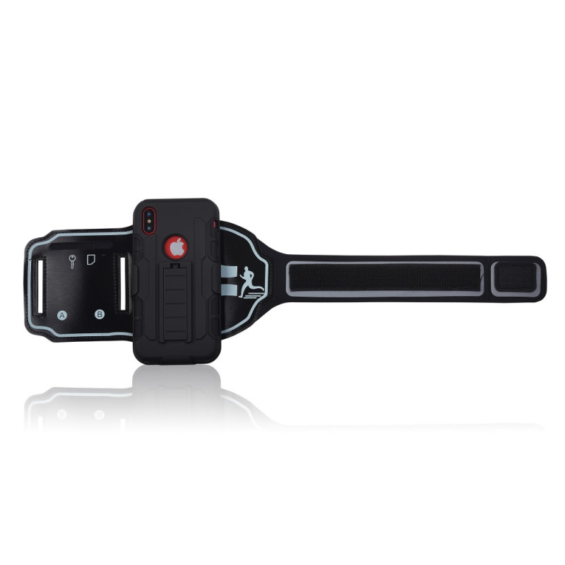 iPhone X 3 - in - 1 PC TPU Hybrid Armband Wristband Suojakuori with Kickstand