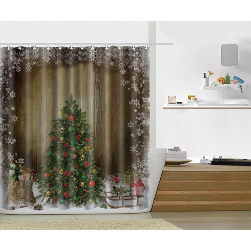 Badeværelsesbruseforhæng Shower Curtain Christmas - Juletræ