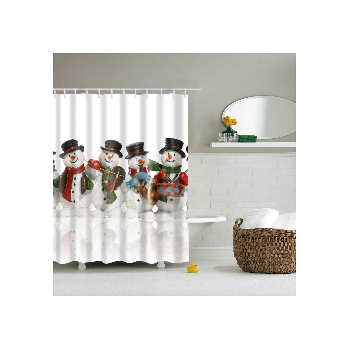 Shower Curtain Christmas Home Decor - Four Snowmen