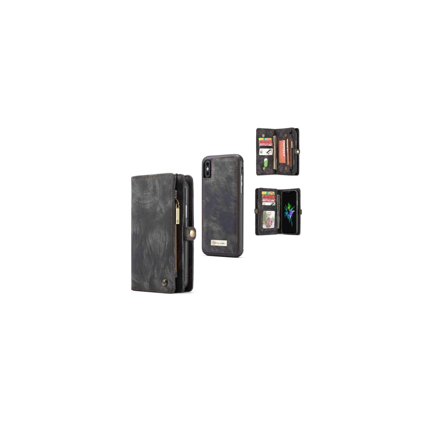 CASEME Irrotettava 2 - in - 1 monipaikkainen lompakkokotelo iPhone X/XS: lle