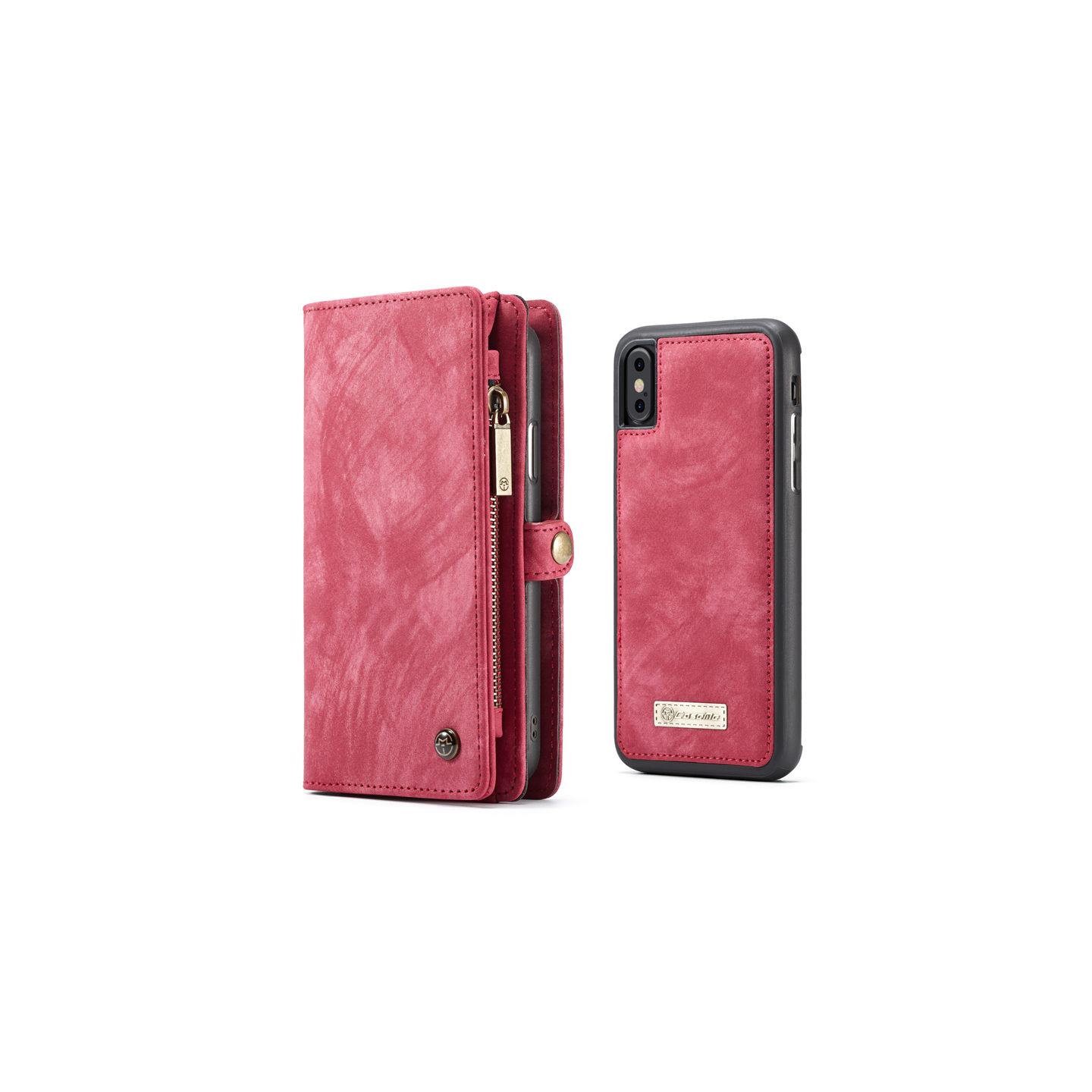 CASEME Detachable 2 - in - 1 Multi - slot Case for iPhone X / XS - Red