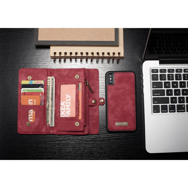 CASEME Detachable 2 - in - 1 Multi - slot Suojakuori - iPhone X / XS - Punainen