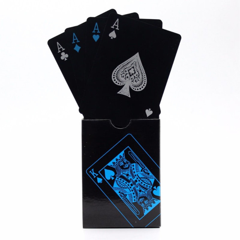 54Pcs Black Plastic PVC Poker Waterproof Playing Cards - Black