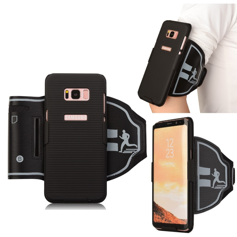 Sports Armband + PC Stripe Hard Cell to Samsung Galaxy S8