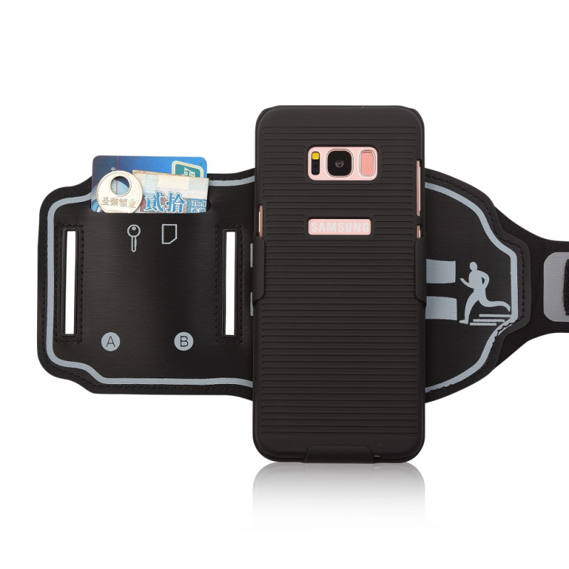 Sports Armband + PC Stripe Hard Cell to Samsung Galaxy S8