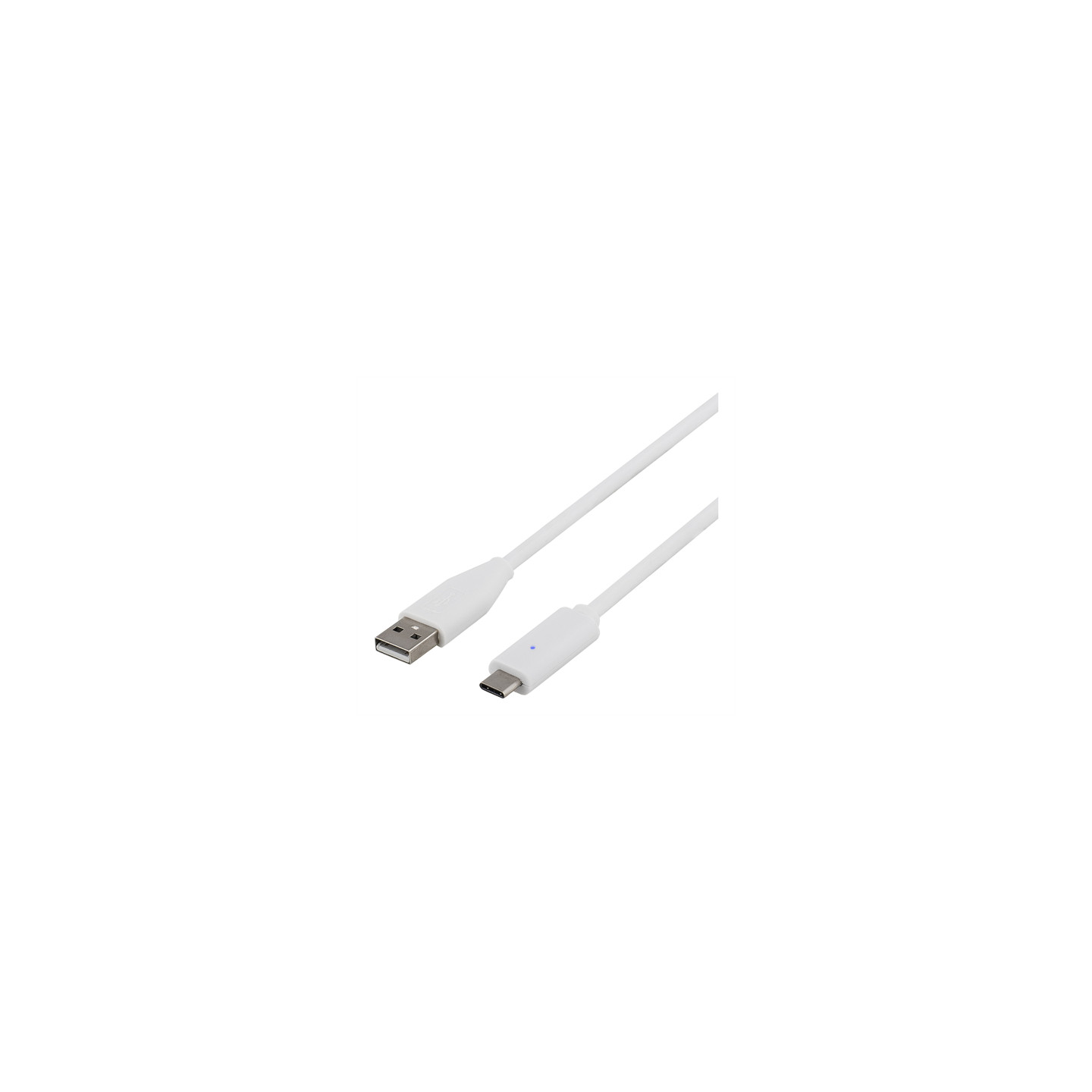 DELTACO USB 2.0 - kabel, Type C - Type A ha, 2m, hvit