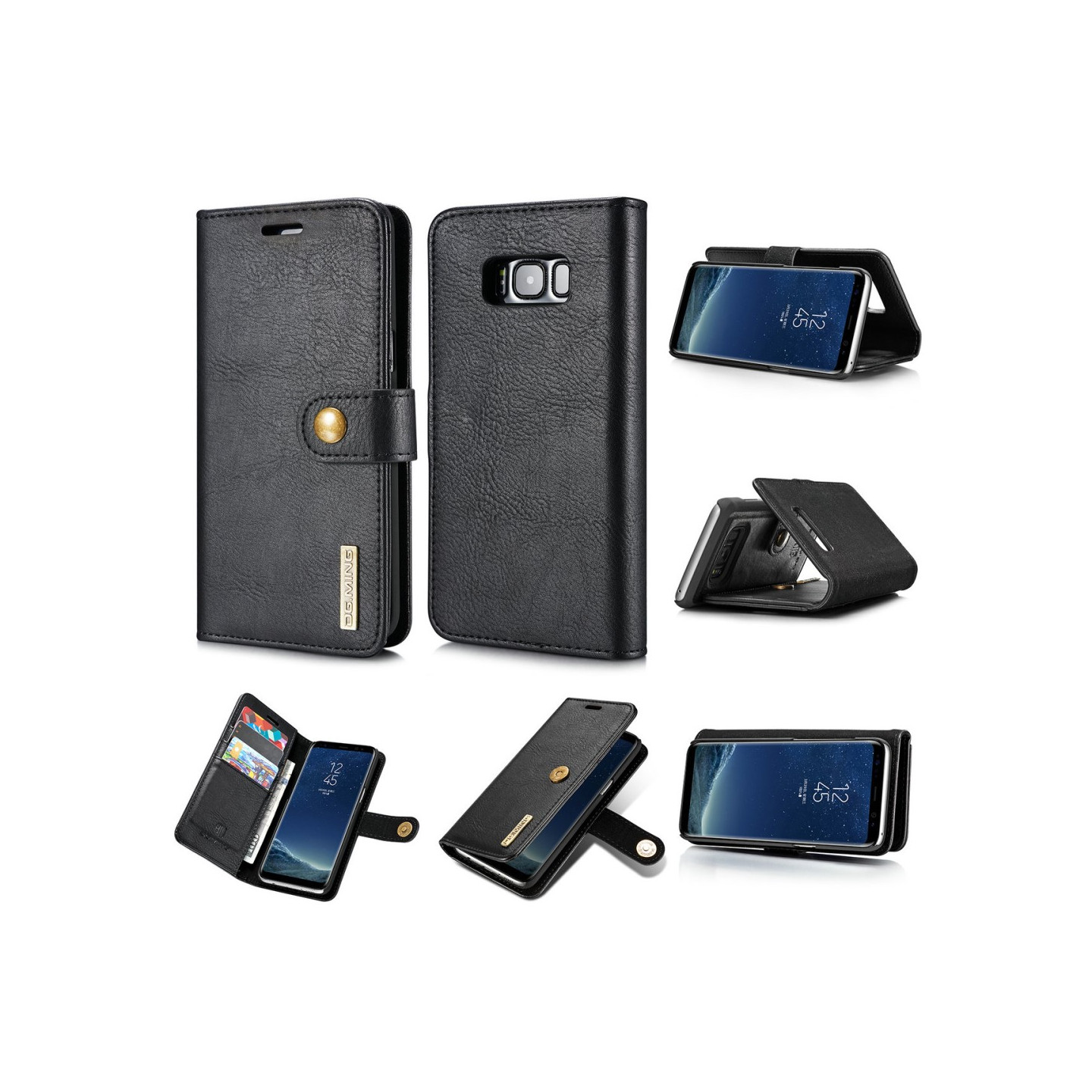 DG.MING Samsung Galaxy S8 Split Lommebok - cover I Lær - Sort