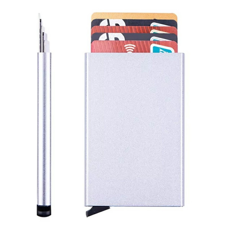 RFID-estävä alumiininen korttikotelo, ohut muotoilu, luottokorttikotelo - Hopea