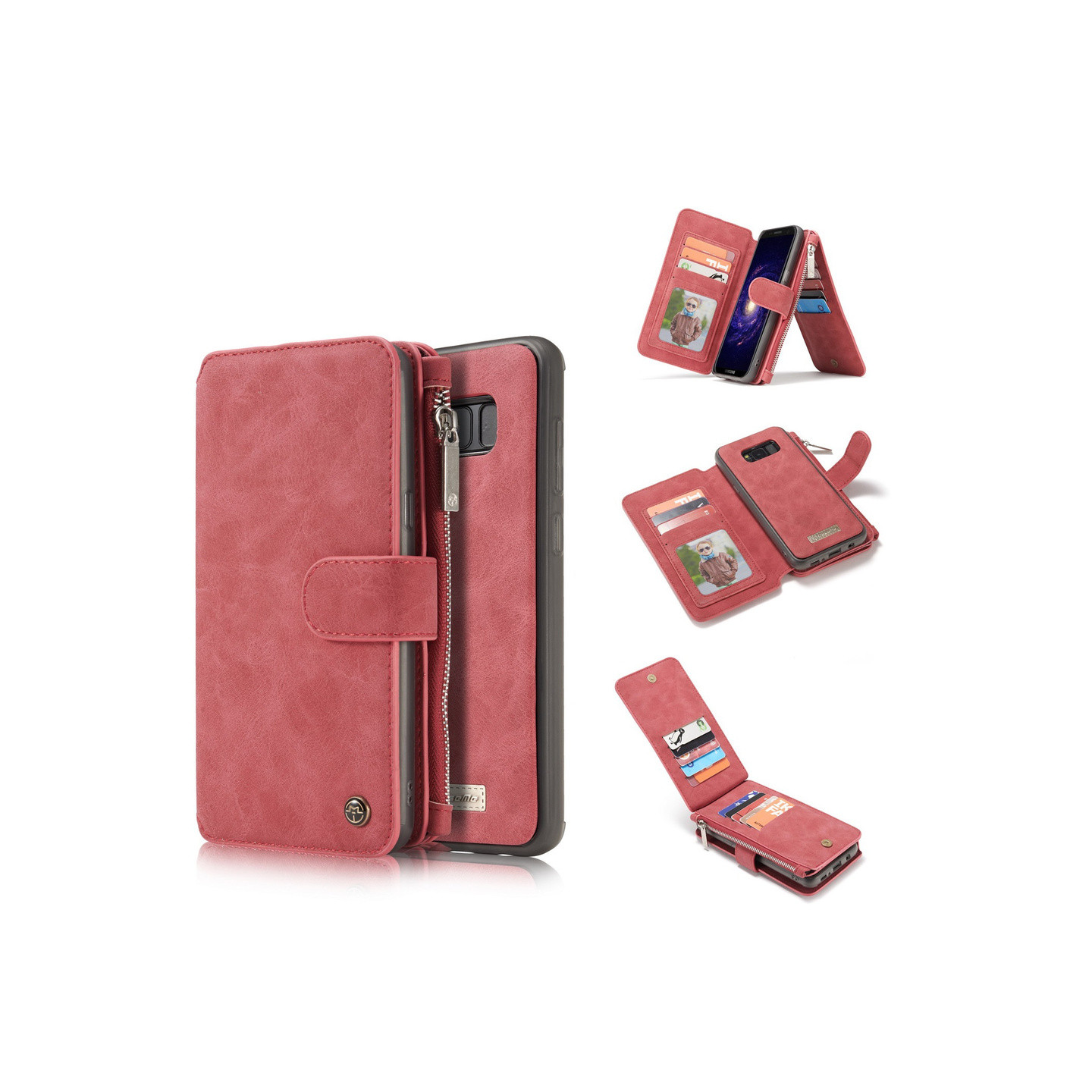 CASEME Samsung Galaxy S8 Plus Retro lær lommebok - cover Rød