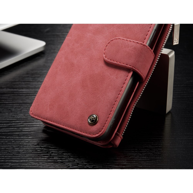 CASEME Samsung Galaxy S8 Plus Retro läder plånbokssuojakuori Punainen