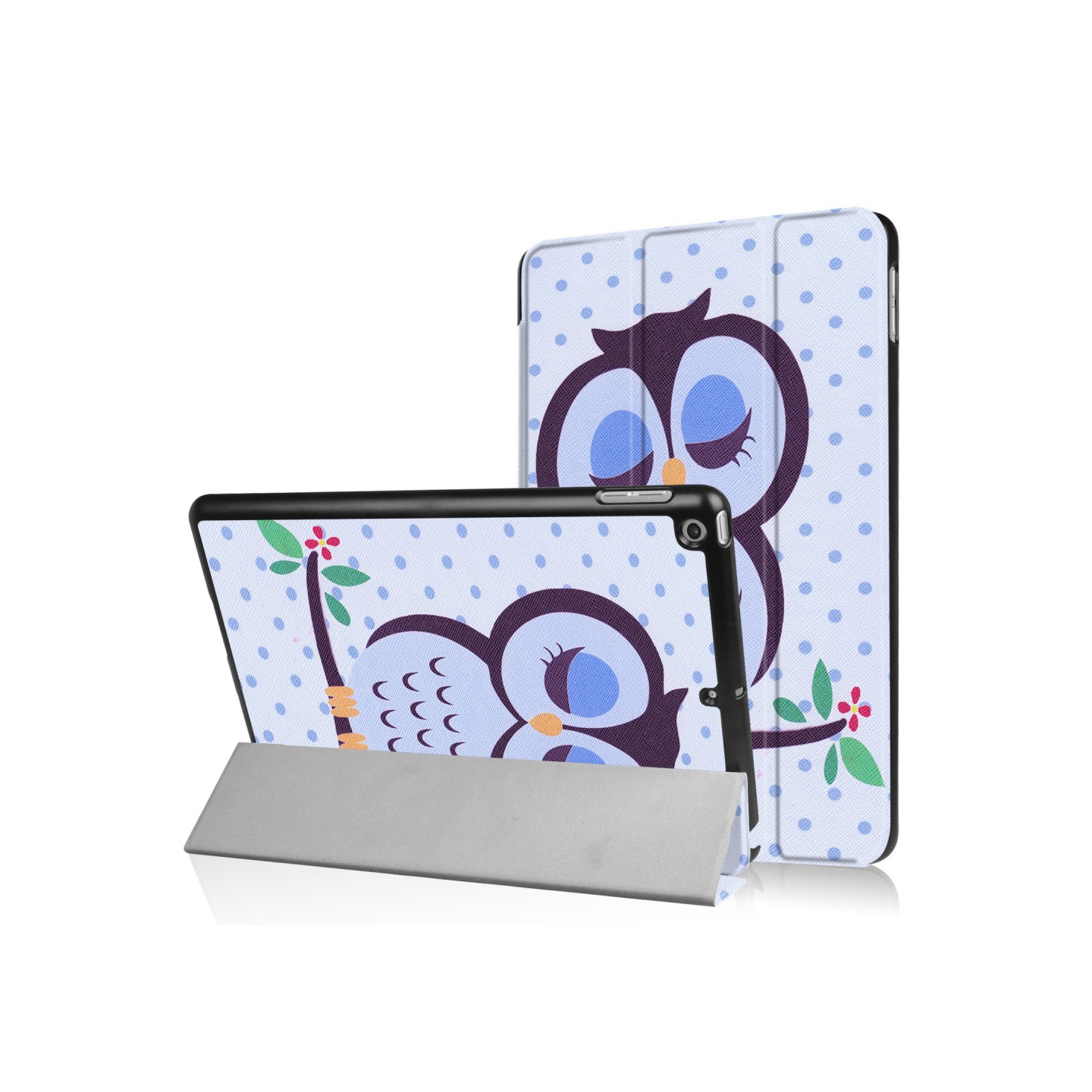 For iPad 9.7 (2018) / 9.7 (2017) Tri - fold Stand Case - Napping Owl