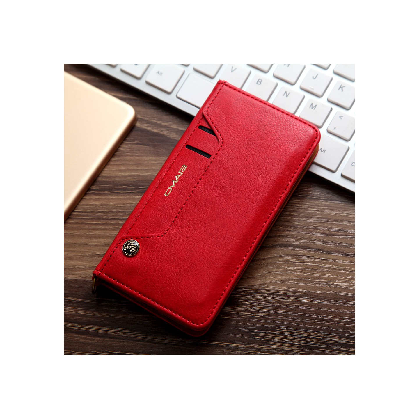 CMAI2 Litchi plånbokscase for iPhone 7 / 8 / SE (2020) - Red