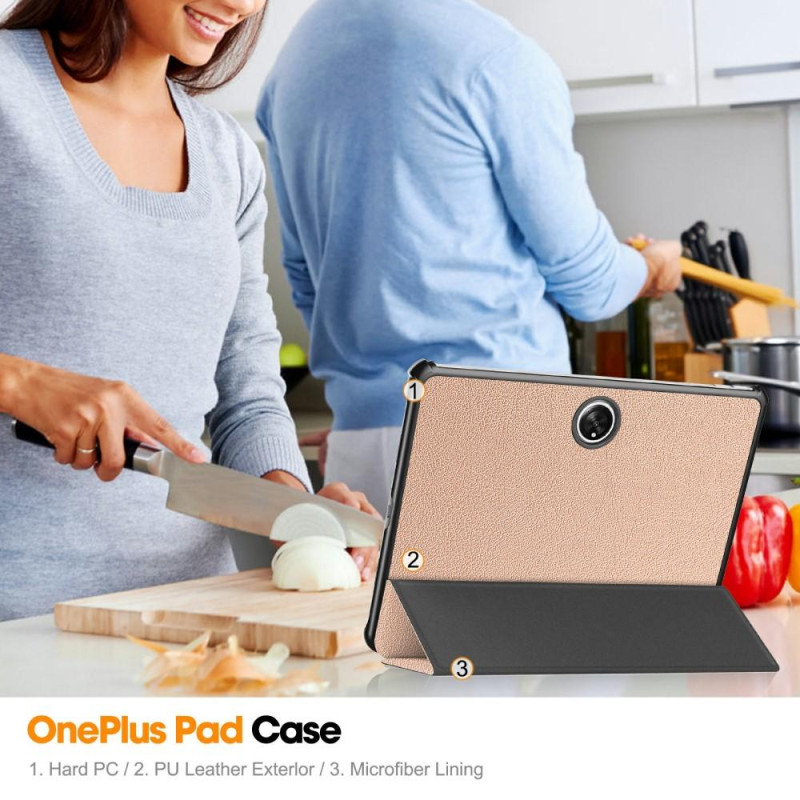 Til OnePlus Pad Trifoldet Stand Wake/Sleep Cover Tablet - etui - Rose Gold