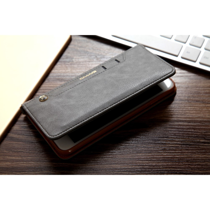 CMAI2 Litchi plånbokscase for iPhone 7 Plus - Gray