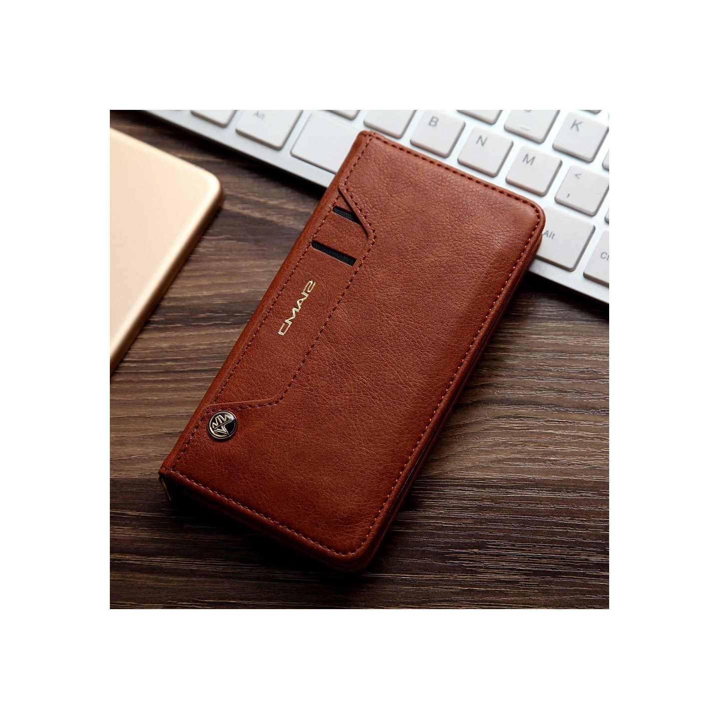 CMAI2 Litchi plånbokscase for iPhone 7 / 8 / SE (2020) - Brown